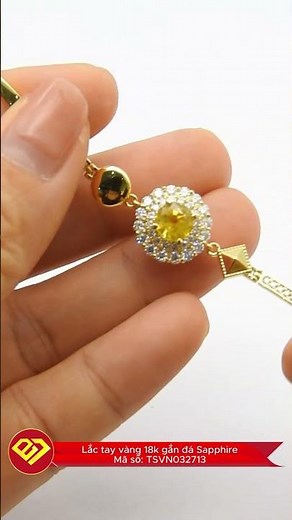 Lắc tay vàng 18k gắn đá Sapphire, Mã số TSVN032713 #evt #lactayvangtay #lactaynu #lactaydaquy