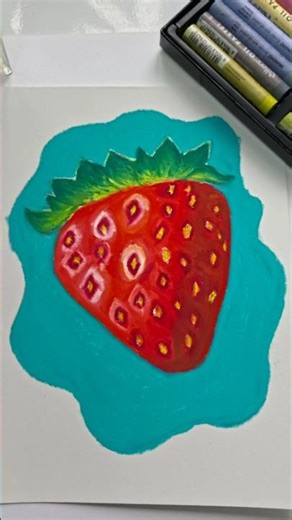 Oil Pastel Strawberry Drawing | Step by Step Process #strawberryart #drawingprocess #fruitart #art