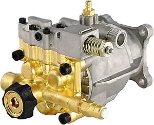 Surmountway Horizontal 3/4" Shaft Pressure Washer Pump, MAX 3400 PSI 2.5 GPM Replacement Power Washer Pumps, Brass Head Power Washer Pump Fits Honda, B&S, Homelite, Waspper etc Gas Engine Power Washer