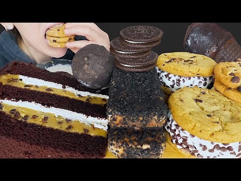 ASMR Cookie Dough Chocolate Cake, Oreo Ice Cream Cone, Ice Cream Sandwich & Cookies Dessert Mubang