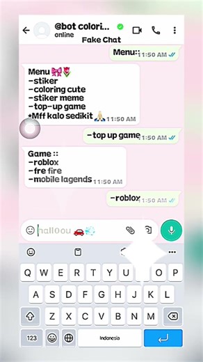bagian 3 //nnieu piopii 💞🕸 Pov:top-up game di bot buatan sendiri? #povchat #fyp #fakechat