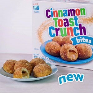 Introducing NEW Cinnamon Toast Crunch Bites! A soft, warm snack ready in 30 seconds! Find it in your freezer aisle. | Cinnamon Toast Crunch