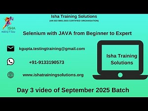 Selenium with JAVA from Beginner to Expert Day 3 Video 5th September 2025