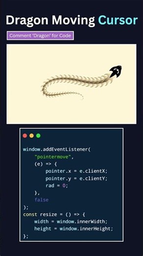 🔥Dragon Moving Cursor Using JavaScript! #coding