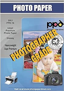 PPD Inkjet Glossy Super Premium Photo Paper LTR 8.5x11” 68lbs 255gsm 10.5mil X 100 Sheets (PPD015-100)