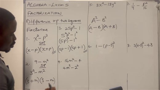 15 reactions · 5 comments | Algebra Lesson 5 Factorization of difference of two squares | Amara Rashid Online Maths | Facebook