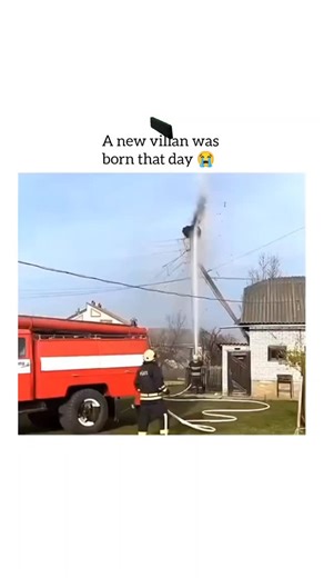 the laugh spot on Instagram: "This video is a humorous "villain origin story" meme that creatively reimagines a real-life event with dramatic flair. Here is a description of the video in English: The Narrative The video presents a fictional transformation of a stork from an innocent victim to a powerful antagonist. It is divided into two distinct parts: The Incident: Firefighters are shown using a high-pressure water hose to clear a stork's nest from the top of an electrical pole. The stork is c