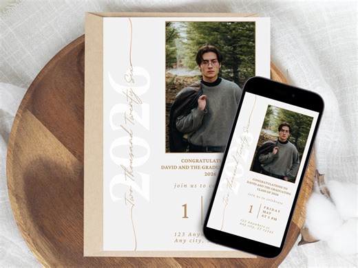 Graduation Party Invitation: Classic Minimalist Graduation Celebration Invite With Photo GRAD1 - Etsy