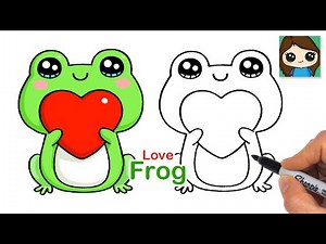 How to Draw a Love Frog Holding a Heart ❤️ Cute Valentine's Art