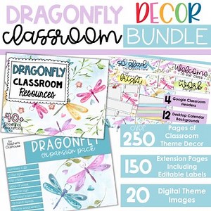 Dragonfly Classroom Decor Bundle Nature-Themed Bulletin Boards, Posters & Labels