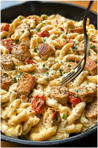 Creamy Pepper Jack Chicken & Sausage Pasta A bold and creamy pasta with chicken, sausage, and pepper jack cheese tossed in a velvety, spicy sauce. Perfect for family dinners or parties. Ingredients: 1 lb boneless, skinless chicken breasts, diced 1 lb chicken sausage, sliced 12 oz penne or rotini pasta 2 tbsp olive oil 1 small onion, diced 3 cloves garlic, minced 1 cup heavy cream 1/2 cup chicken broth ...... 👇 Full Recipe in Coʍmеոτ 💬 | Cooking With Vibes