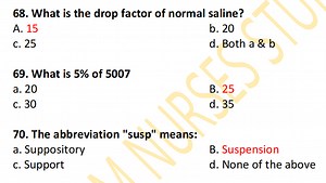 What is the drop factor of normal saline?A. 15B. 20C. 25D. ... | Filo