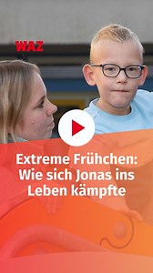 2K views | Gerade mal 590 Gramm wog Jonas als er in der 24. Schwangerschaftswoche zur Welt kam.  „Er hat in meine Hand gepasst“, sagt Papa Marcel Kern. Jonas musste ums Überleben kämpfen, heute ‒ vier Jahre später ‒ könnte er nicht fröhlicher sein.  | WAZ | Facebook