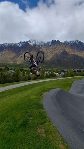 It has been a while since I last flipped out of a Pumptrack berm. It felt good to do this one at the Hanleys Farm Pumptrack during a session with @alex.miller032 a few weeks ago! How good is that backdrop! There’s a full video on YouTube of the session now, check it out! @wensleyscycles @southlandhire @specialized_nz #mtb #pumptrack #racetrack #backflip #hanleysfarm #queenstown #remarkables #mountainbike #reels | Levi Goodall
