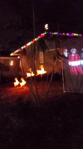 AtmosFX Holiday Christmas Carolers Digital Decorations with Projector and Grey Sheer Curtain