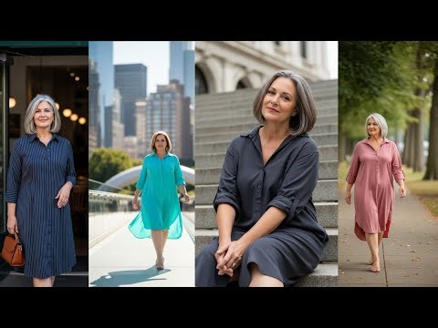 Timeless Shirt Dress Outfit Ideas for Natural Older Women | Elegant Style Over 50 & 60