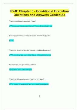 PY4E Chapter 3 Conditional Execution Questions and Answers Graded A1160