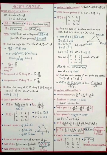 📗VECTOR CALCULUS | Complete Handwritten formula sheet for Class 12 & JEE🚀