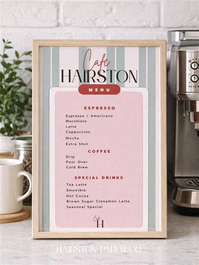 Editable Coffee Bar Menu | Printable Cafe Menu Template | Canva Digital Download - Etsy