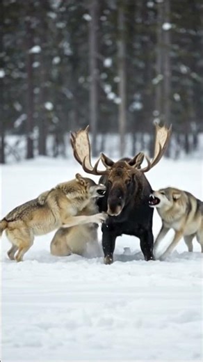Wolf Pack vs Moose – Epic Snow Forest Hunt 🐺🦌 #wolf #animalfight