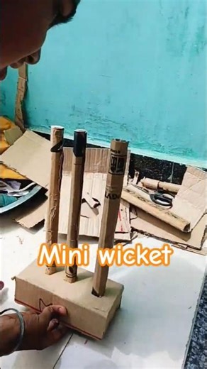 #how to make cardboard se cricket ka mini wicket 😍