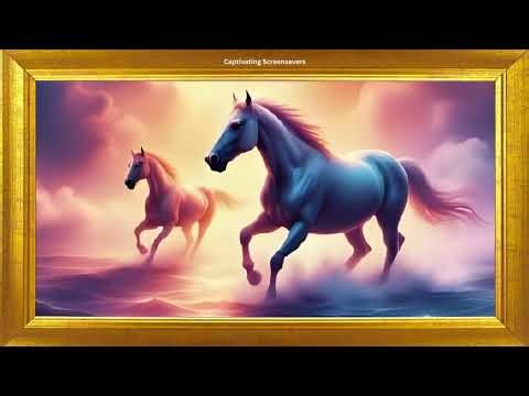 Horses Gallop in a DREAMLIKE World | Gold Framed Art | Digital Art | Screensaver 4K | No Sound Video