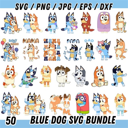 Blue Dog Svg Png Bundle, Blue Dog Family Png Bundle, Blue Dog Birthday Png, Blue and Brown Dog Friends Bundle Png, Digital Download - Etsy