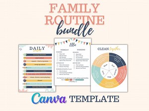 Printable Family Routine Chart | Editable Daily Schedule for Kids & Parents | Chore Checklist PDF | Visual Planner PDF | Canva Template - Etsy UK