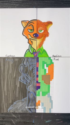 Drawing Nick Wilde in 4 different styles [ Last part ] #zootopia2 #mickwilde #judyhopps #shorts