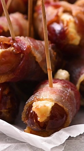 Recipe: https://amindfullmom.com/bacon-wrapped-dates/ The perfect sweet & salty appetizer. | A Mind "Full" Mom