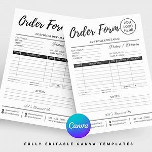 Custom Order Form Template, Invoice Order Forms, Purchase Order Tracker, Small Business Order Form, Printable Craft Order Form, Payment Form - Etsy Canada