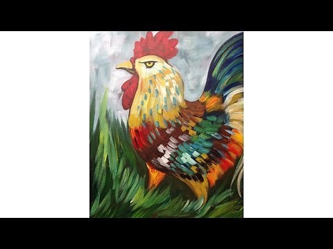 Easy Rooster Painting Acrylic Tutorial the Art Sherpa | TheArtSherpa