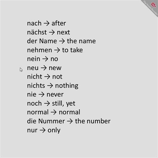 Goethe A1 vocabulary 1 starting with Letter N #german #germanlanguage #germanvocabulary #goethe