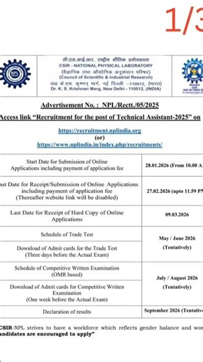 CSIR National Physical Laboratory Recruitment 2026