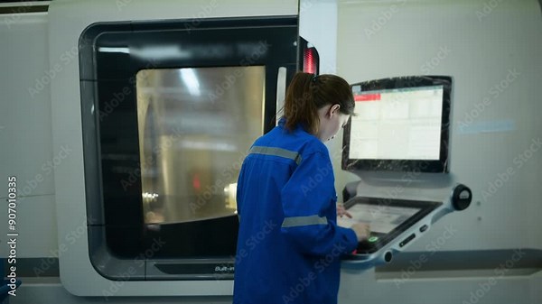 Female Robotics engineers Using Controller to Remotely Operate programming