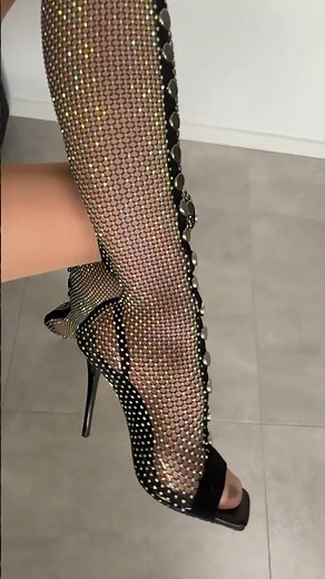 Over The Knee Boots and Nylons Try On | Sparkly Thigh High Heels & Stockings Look #boots #highheels