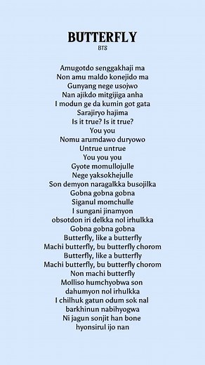 BTS - butterfly full lyrics #fyp #fypシ #kpopsongs #music #spotify #bts #army #butterfly