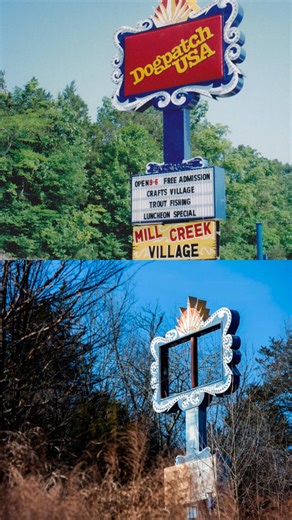 Dead Motels USA on Instagram: "Dogpatch USA Theme Park, pictured before and after closing. - Dogpatch USA was a theme park in Arkansas that operated from 1968 to 1993. It was based on 1930s comic strip Li’l Abner, created by cartoonist Al Capp and set in a fictional village called Dogpatch. Park attractions included paddle boats, a train, caverns, a grist mill, shops, statues and various rides. Li’l Abner comic-strip characters (pictured) would roam the park and perform skits for the patrons. Un