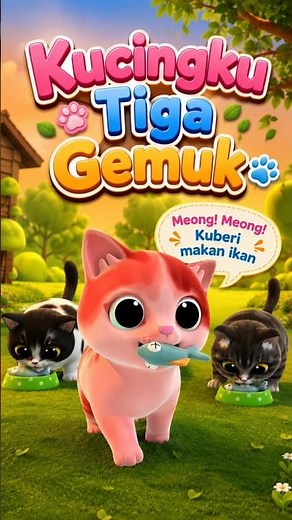 Meow! Meow! I feed them fish - My Three Fat Cats - My Three Cats - Indonesian Children's Song