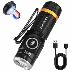 EverBrite Pocket Flashlight, USB-C Rechargeable Mini Flashlight with Magnetic Base & Clip, 500 Lumens, 5 Modes for Outdoor, Emergency, Auto Repairs
