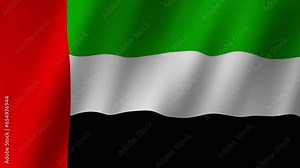United Arab Emirates National Flag. National 3d United Arab Emirates flag waving. Flag of the United Arab Emirates footage video waving in wind. UAE Flag