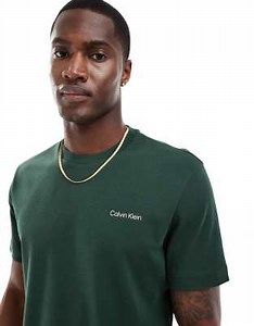 Calvin Klein micro logo interlock t-shirt in mid green | ASOS