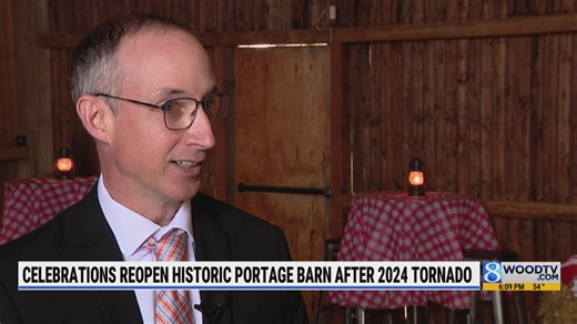Celebrations reopen historic Portage barn after 2024 tornado