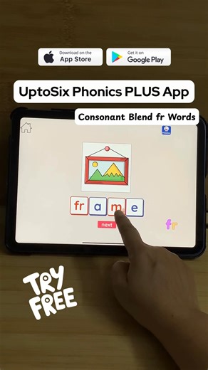 Phonics with Ms Sam | UptoSix Phonics on Instagram: "Consonant Blend FR Words. Learn to read with phonics. Follow @phonics_reading to learn more. Download the UptoSix Phonics PLUS App for interactive phonics learning. Available on the Google Play Store and App Store. Covers every phonics concept. Fun and easy to follow. Made by experienced teachers. Loved by parents worldwide. Download now and try free. #phonics #uptosix #learntoread #english #kindergarten #earlyliteracy"