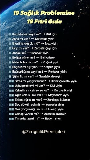19 Sağlık Problemine 19 Fıtrî Gıda