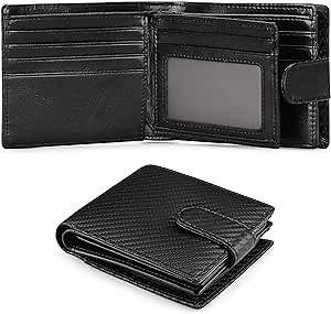 GOIACII Mens Wallet Large Capacity Genuine Leather RFID Blocking Bifold Wallets for Men with ID Window and 15 Card Slots