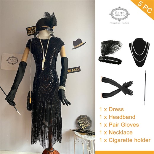 Set Flapper Gatsby Dress,1920s Fringed Sequin 20s Flapper Gatsby Costume Dress/art Deco Roaring Charleston Downton Abbey Bridesmaid Wedding - Etsy