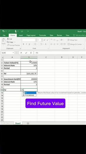 Excel PV and FV function 🥳🤩 #viral #excel #exceltips #pv #fv