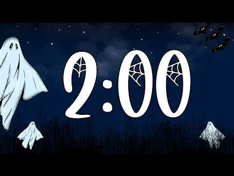 2 Minute Spooky Ghost Halloween Timer with Music for Classroom (Relaxing LoFi, Fun Synth Alarm)