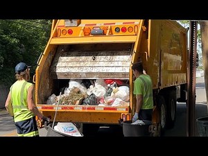 Super Fast Heavy Manual Trash + Bulk | Town of Huntington Heil 5000 Garbage Trucks (part 2)